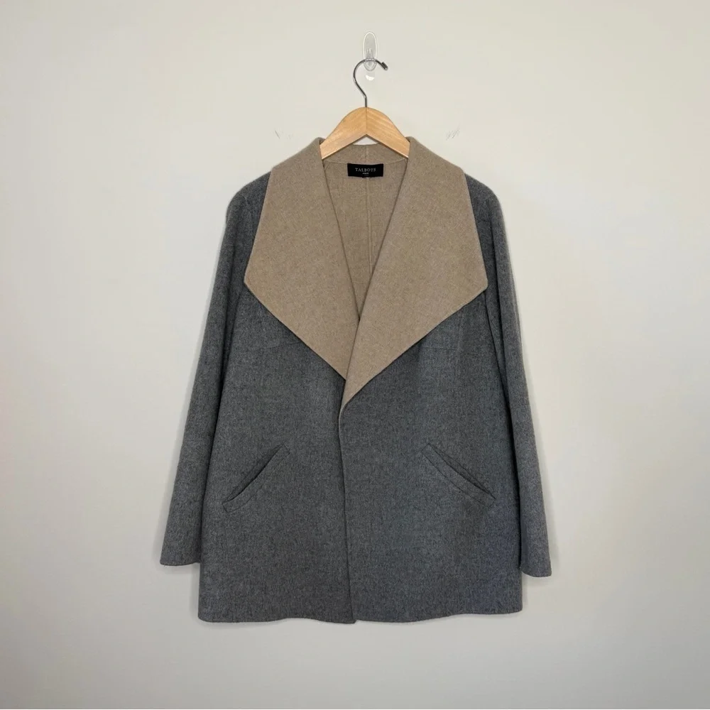 Talbots two-tone open front jacket Cardigan Wool  oversized lightweight Size 1X